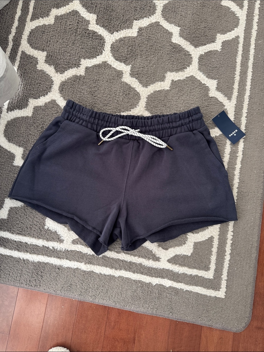 Parker Navy Elastic Waist Athletic Shorts with Rope Drawstring with pockets